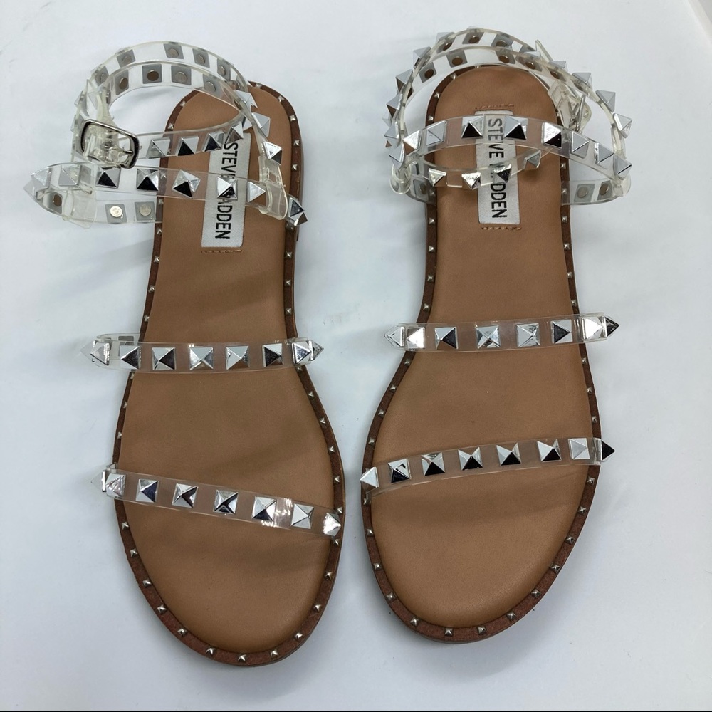 Steve Madden Travel Strappy Studded Sandals Clear